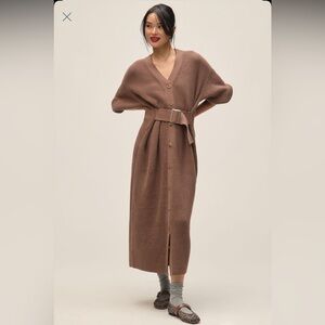 *ISO* By Anthropologie Long-Sleeve Belted Cardigan Sweater Midi Dress Size XS